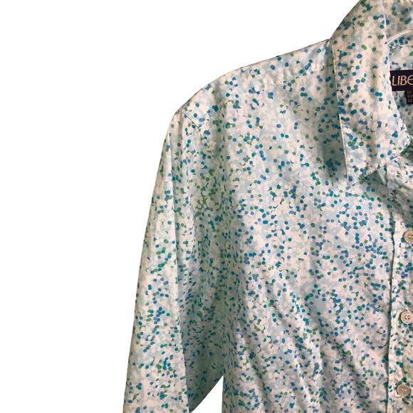 LIBERTY Button Down Shirt Womens Sz 8 Baby Blue Polka Dots Long Sleeve Collared‎ - Picture 4 of 10